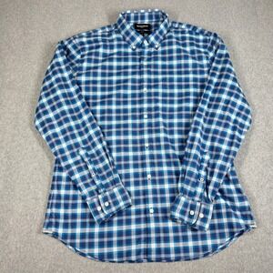 Bonobos Stretch Slim Shirt Mens XL Blue Plaid Button Down Long Sleeve